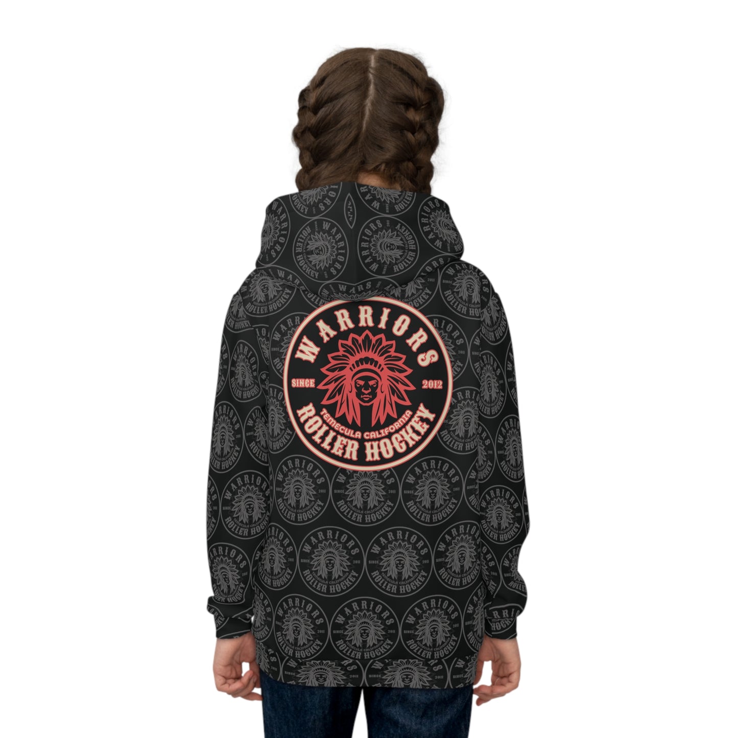 AOP Warrior Head Youth Hoodie