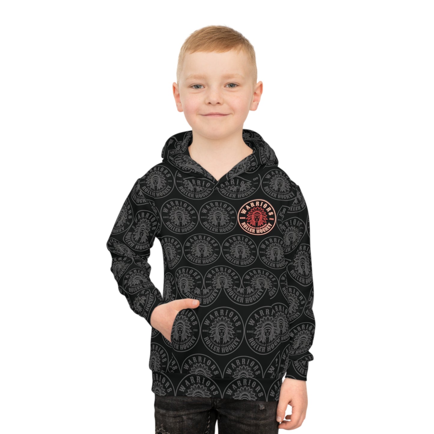 AOP Warrior Head Youth Hoodie