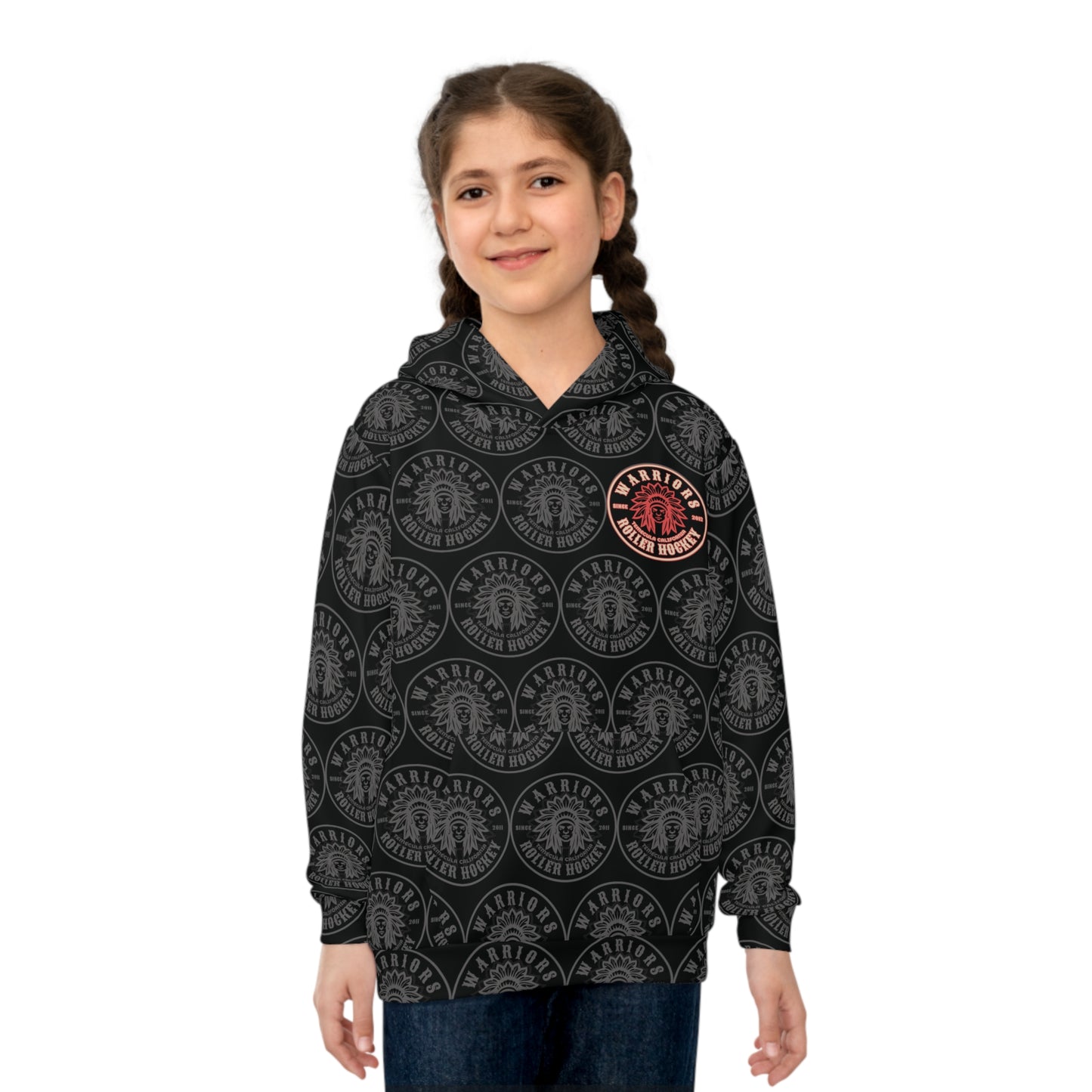 AOP Warrior Head Youth Hoodie